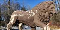 Львы облезли после зимы в Московском парке Победы