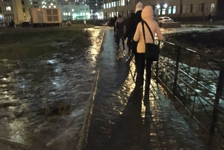 Улицы Бугров и Мурино превратились в каток