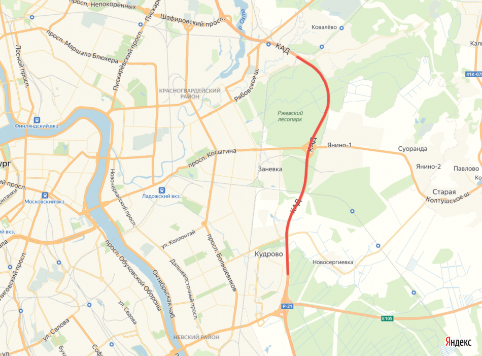 Дорожные работы сузят КАД на востоке Петербурга