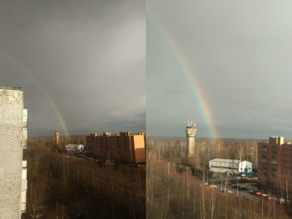 Петербуржцы поделились фотографиями февральской радуги