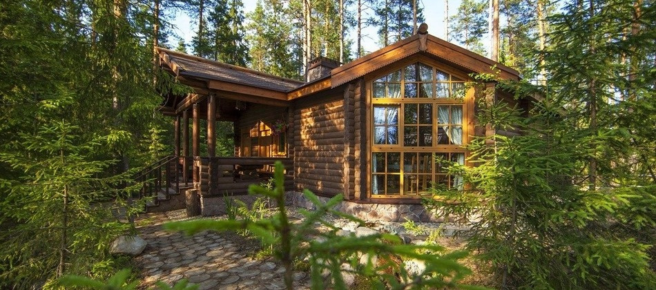 Дом В Лесу С Панорамными Окнами Фото