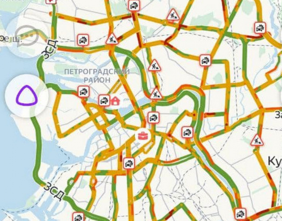 Ночной снегопад принес Петербургу 7-балльные пробки