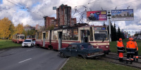 «Волга» и трамвай на поделили дорогу на проспекте Культуры