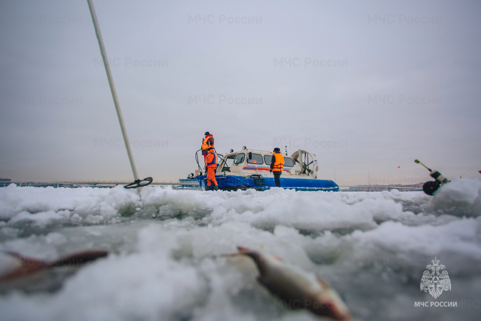 Спасатели МЧС ловили пьяную петербурженку на льду залива