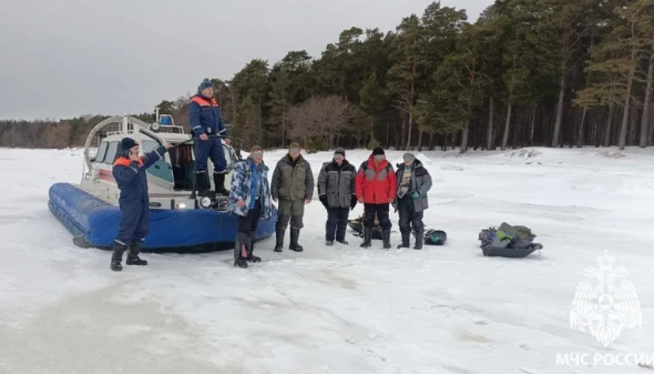 Спасатели эвакуировали с оторвавшихся льдин в северной части Финского залива 25 рыбаков и собаку