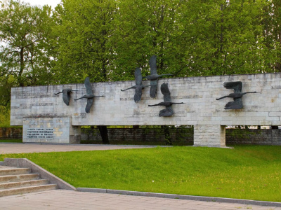 Фото Возложение цветов на Невском мемориальном кладбище Журавли