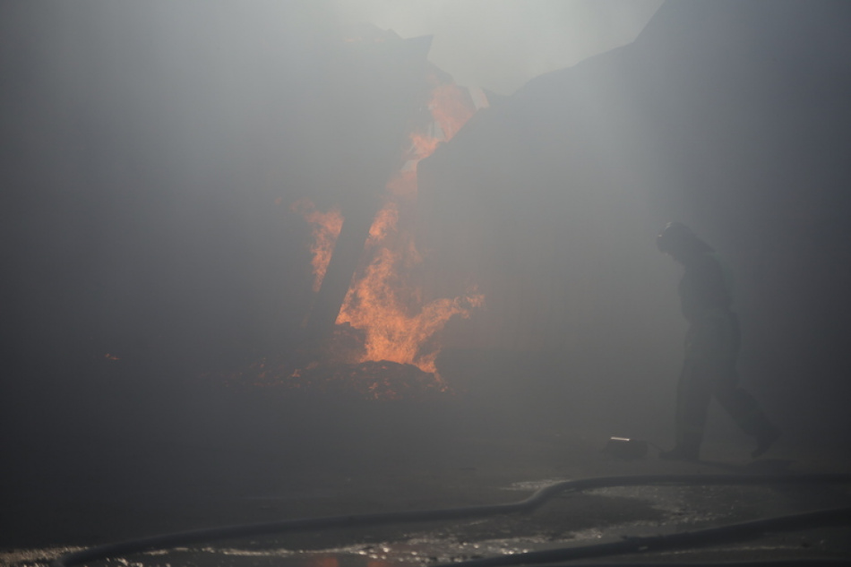 В Курортном районе Петербурга тушат крупный пожар в заброшенном здании