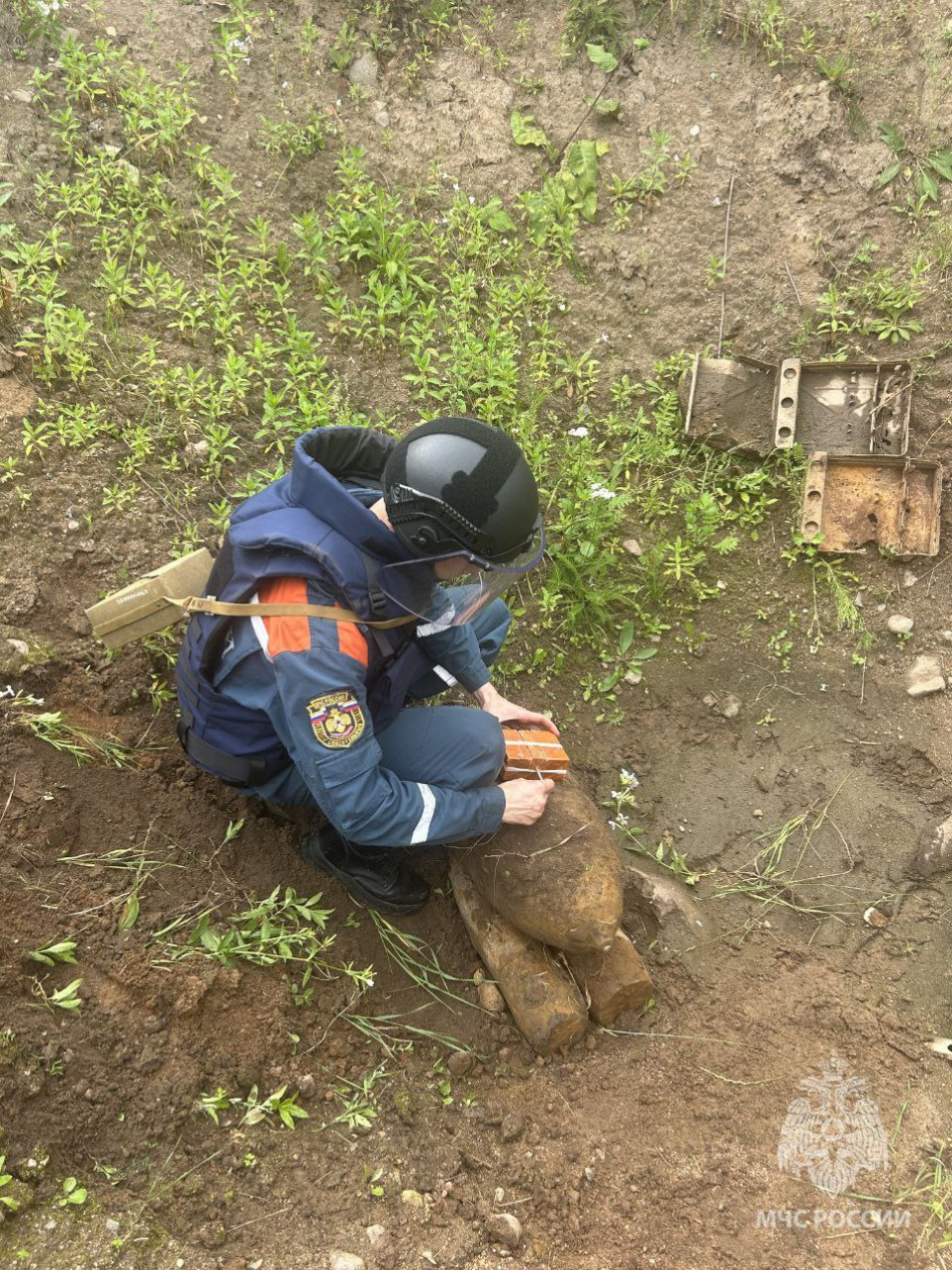 В Пушкинском районе специалисты МЧС ликвидировали авиабомбу и артиллерийские снаряды