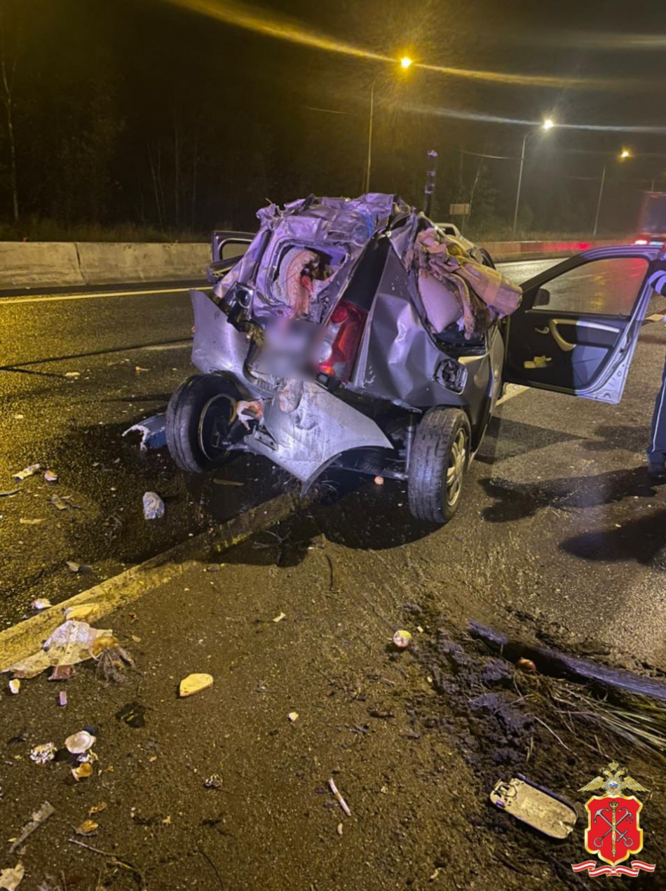 На трассе М-10 в Ленобласти легковушка попала под грузовик