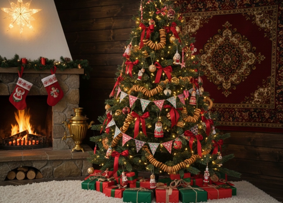 елка в русском стиле елка в русском стиле