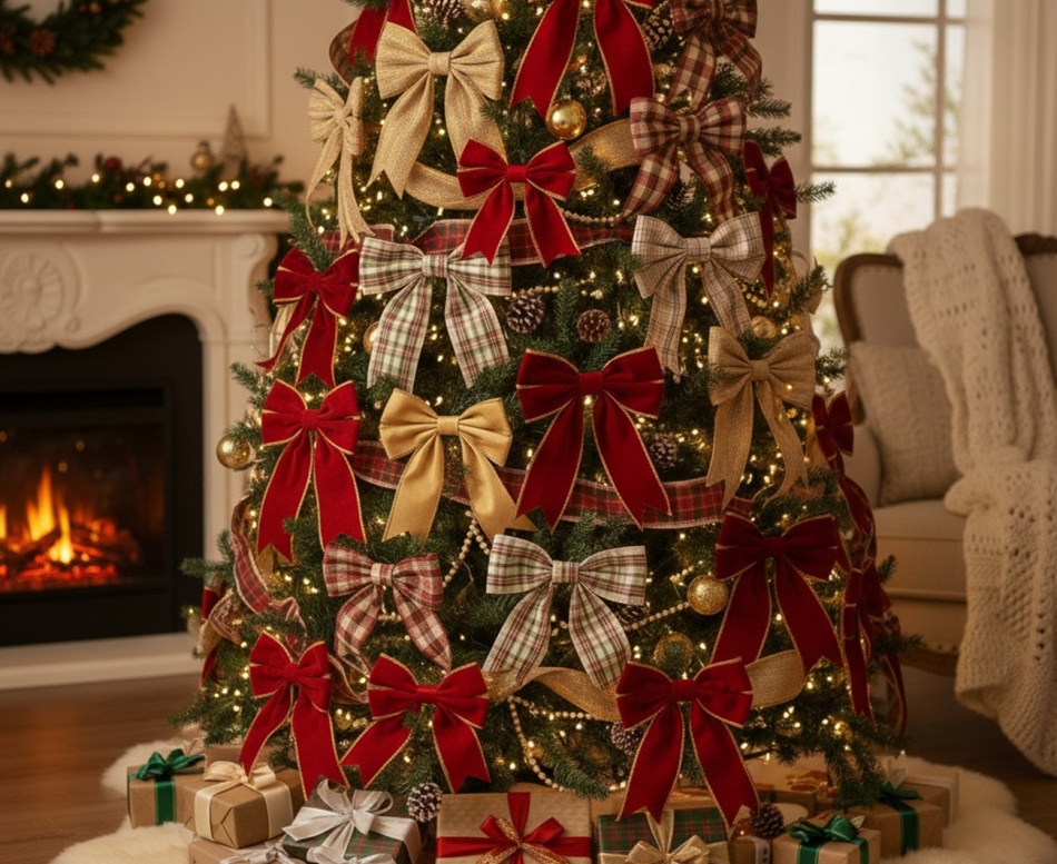 елка с текстильными бантами елка с текстильными бантами