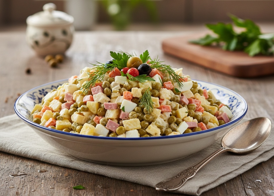 Как избежать превращения салата Оливье в безвкусную массу на столе