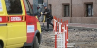 Ледяной фонтан вырвался из-под земли в Выборгском районе 