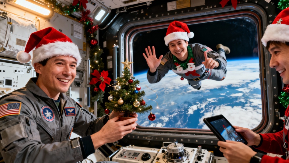 Космонавты МКС поздравили Землю с Рождеством и поделились атмосферой праздника
