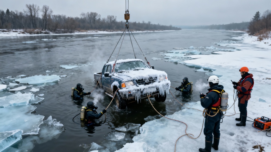 Водолазы подняли автомобиль со дна Лены после аварии на несанкционированной переправе