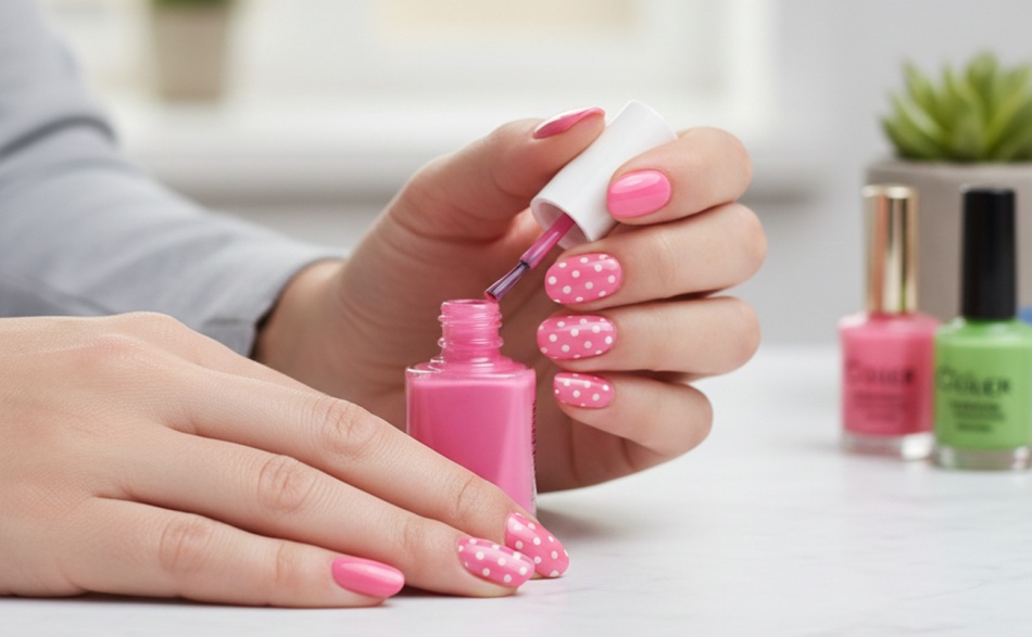 розовый маникюр