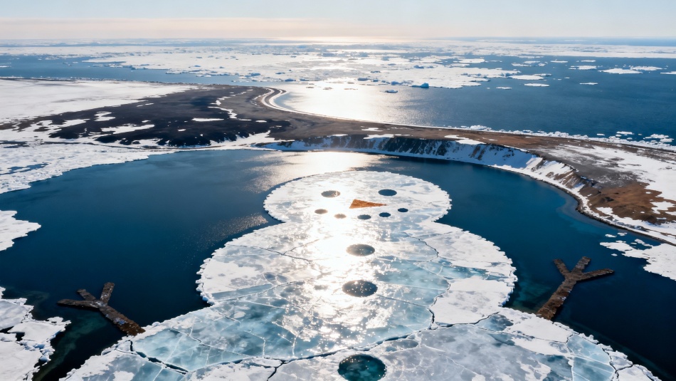 Спутник NASA заметил гигантского «снеговика» из лагун на Чукотке