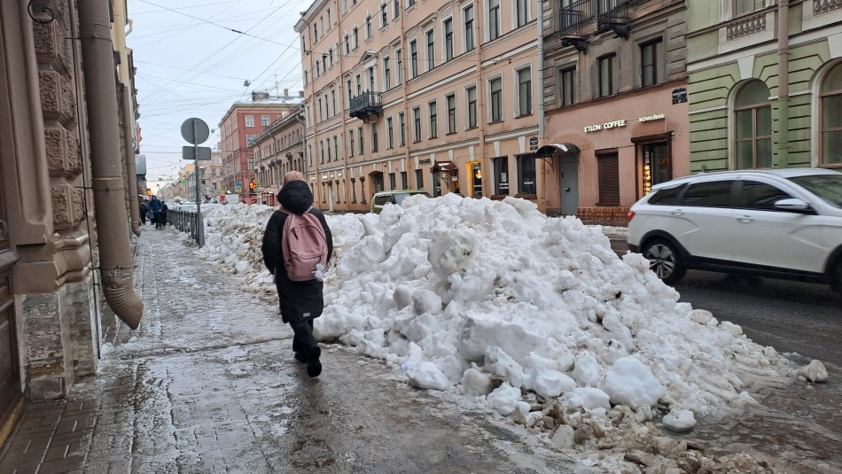 В Петербурге ежедневно вывозят тысячи самосвалов снега с городских улиц