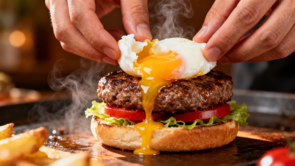 Как приготовить идеальный бургер из говядины с яйцом пашот и домашним соусом