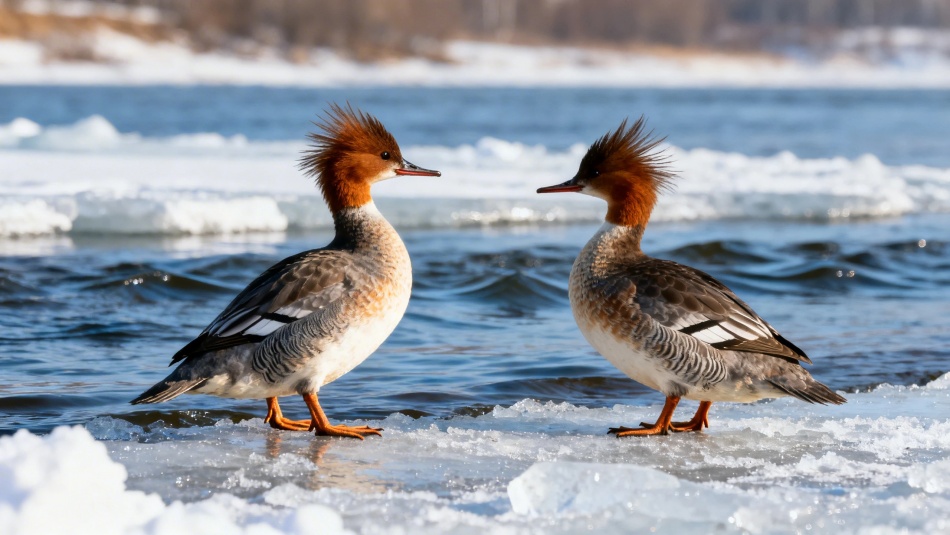 В Сестрорецке остались зимовать две редкие утки-крохали с зубастыми клювами