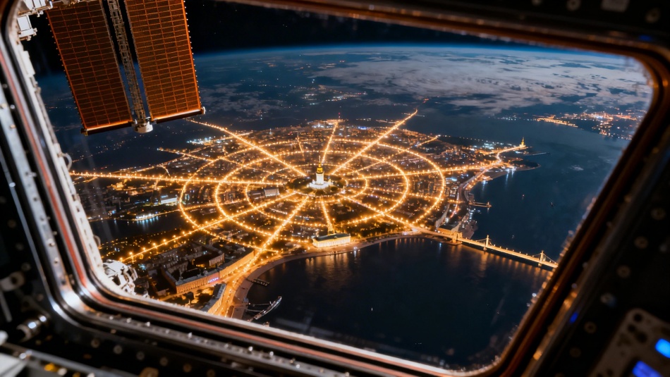 Редкий снимок: Петербург ночью с орбиты МКС показал Роскосмос