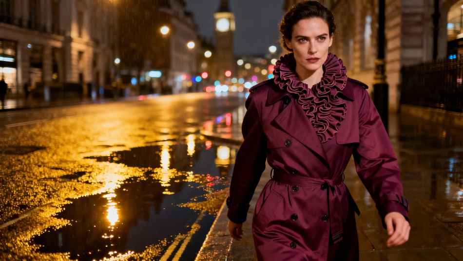 Burberry показал, как носить тренч с рюшами и почему сливовый цвет станет новым хитом