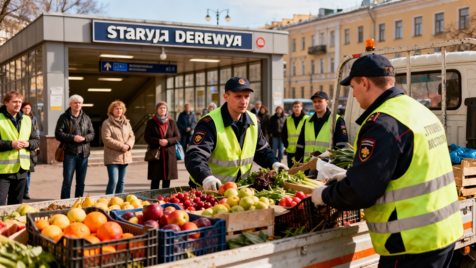 В Петербурге у метро «Старая Деревня» остановили стихийную продажу овощей и фруктов