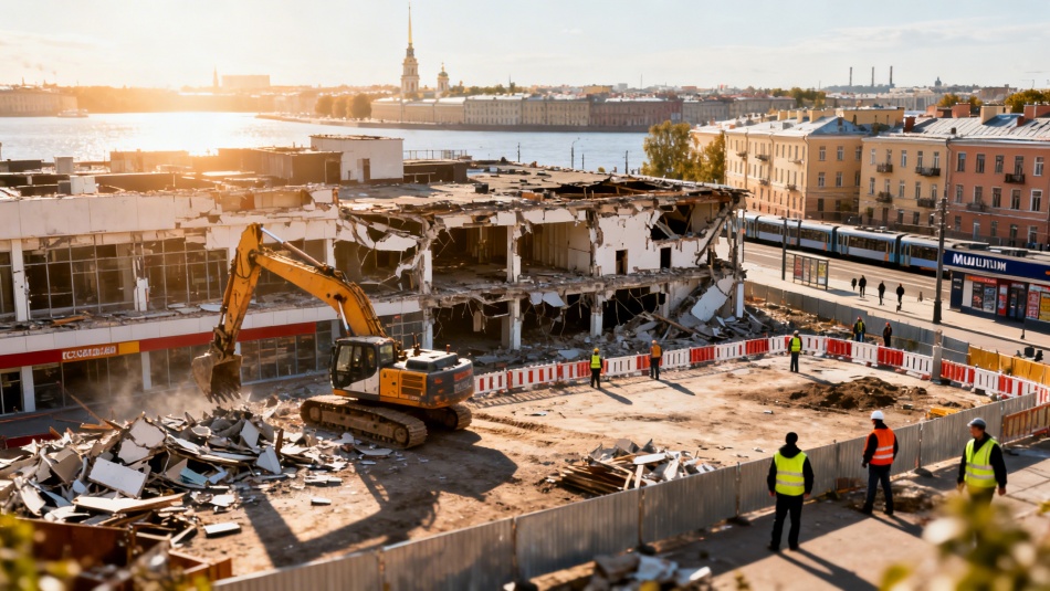 Торговый центр у метро «Приморская» полностью уберут до конца апреля