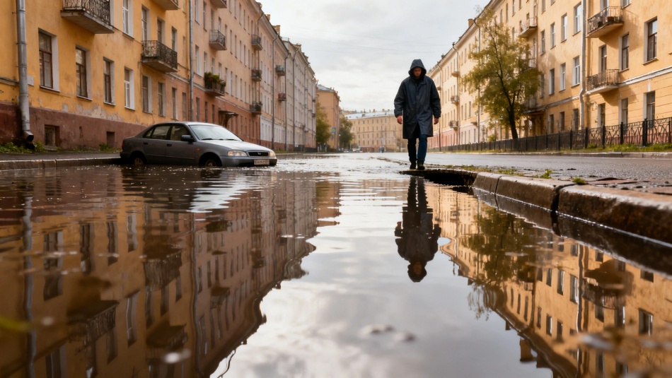 Жители Петербурга столкнулись с затоплением улицы Профессора Качалова