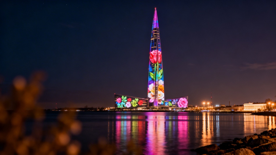 Лахта-центр засияет праздничной подсветкой к 8 Марта в Петербурге