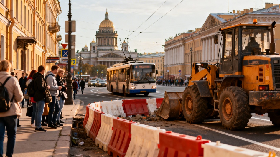 Работы «Водоканала» изменили движение троллейбусов в центре Петербурга