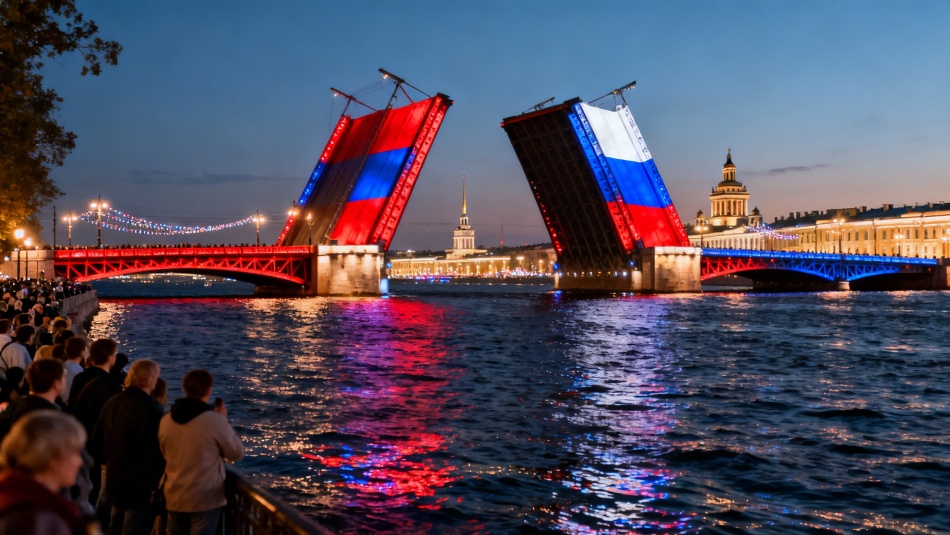 Три моста Петербурга засияют цветами флага России к 8 Марта