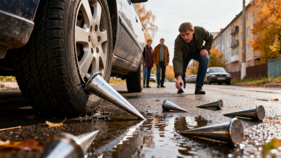 Металлические шипы на дорогах Всеволожского района тревожат водителей
