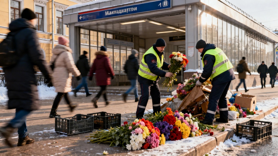 В Петербурге ликвидировали стихийные цветочные рынки у метро перед 8 Марта