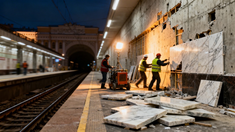 На «Старой Деревне» сняли мрамор: метро Петербурга ждет масштабный ремонт