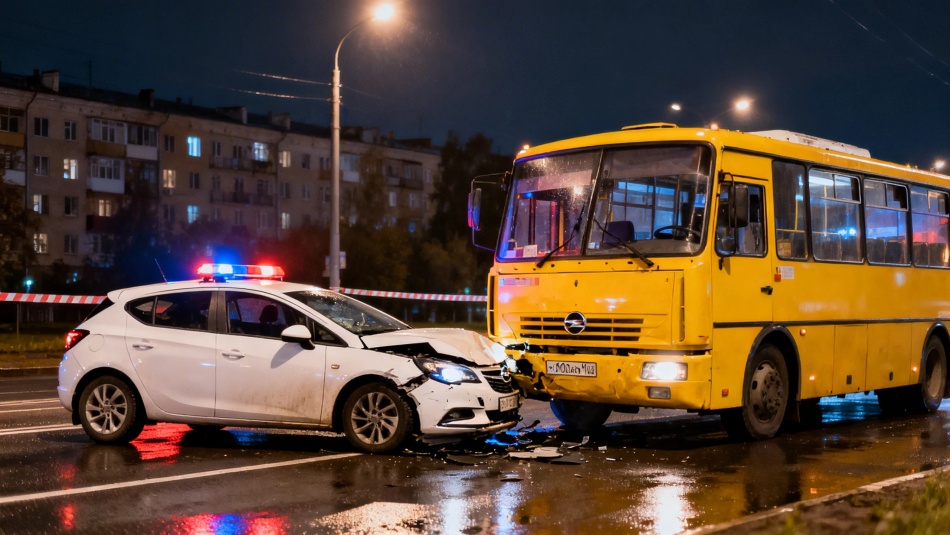 В Колпино пассажир Opel погиб после столкновения с автобусом МАЗ