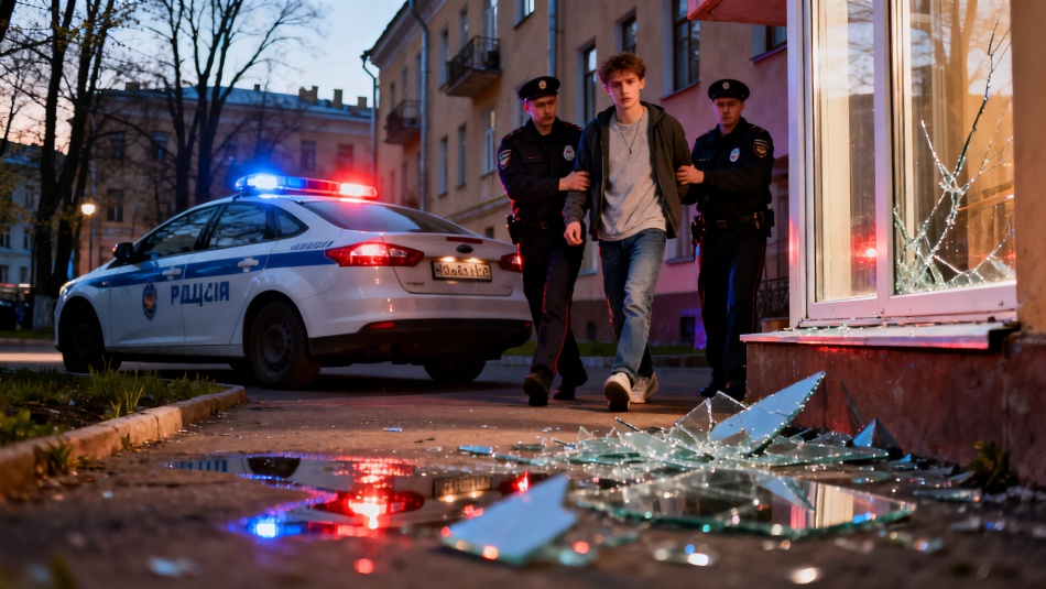 Молодой человек разбил окно на улице Коммуны из-за ревности