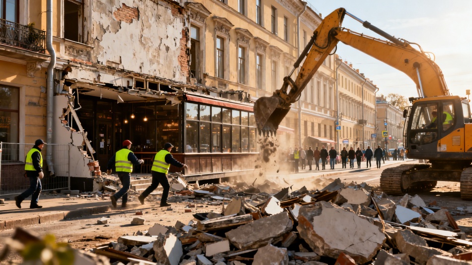 На Кронверкском проспекте демонтировали незаконную пристройку бывшего ресторана