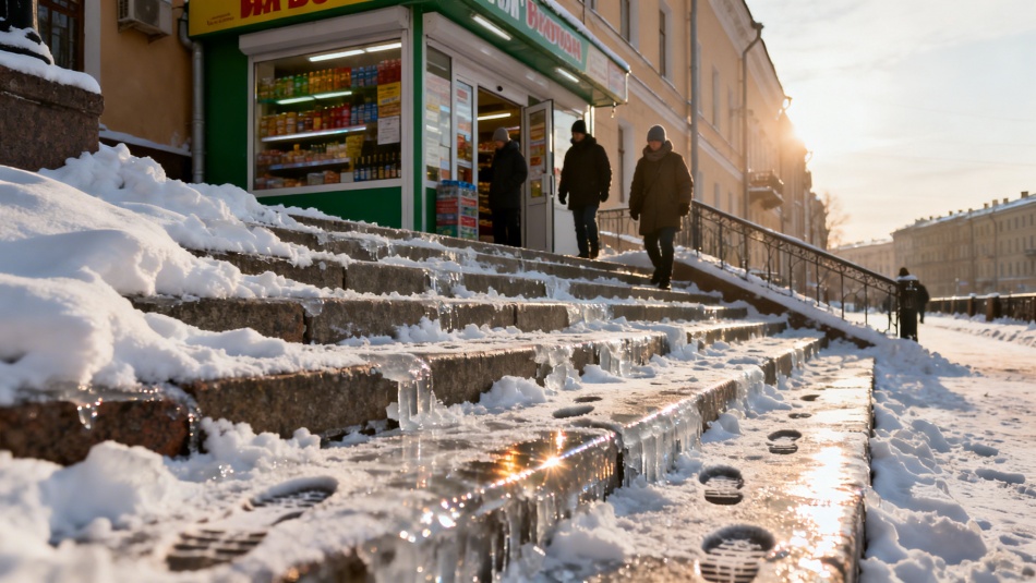 Владелец магазина в Петербурге получил крупный штраф за неубранный снег у входа