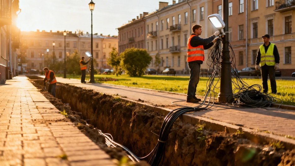 На улице Ткачей полностью обновят освещение и спрячут провода под землю