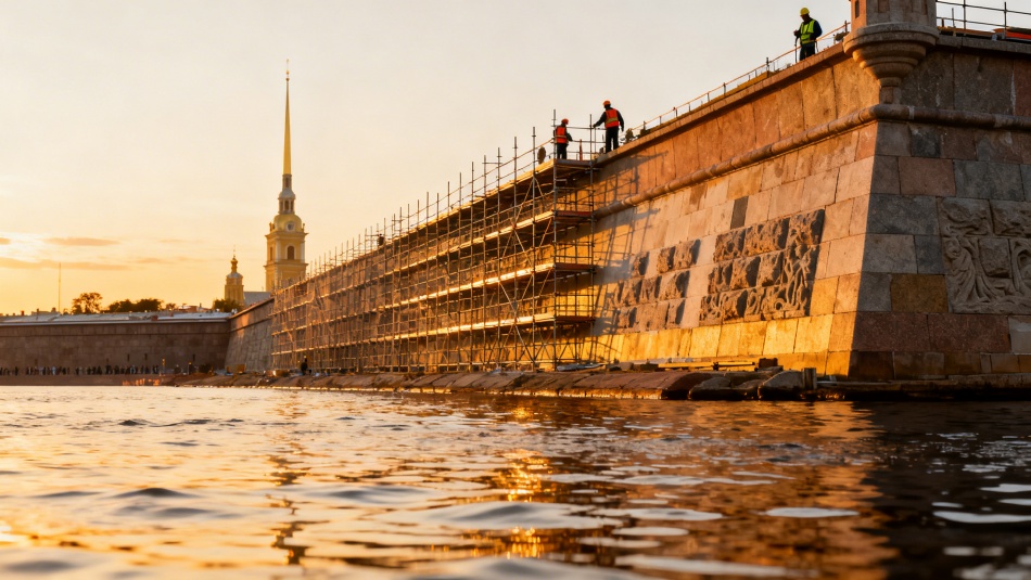 Завершается реставрация фасада Петропавловской крепости в Петербурге