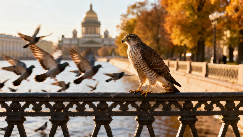 В Петербурге заметили ястреба-перепелятника - редкого гостя мегаполиса