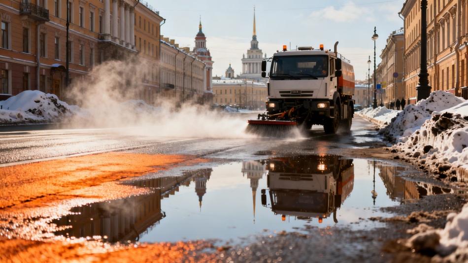 В Петербурге коммунальщики перешли на летний режим мойки улиц из-за жары