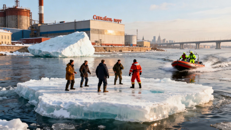 Шестеро рыбаков на льдине у «Севкабель порта» спасены за 10 минут