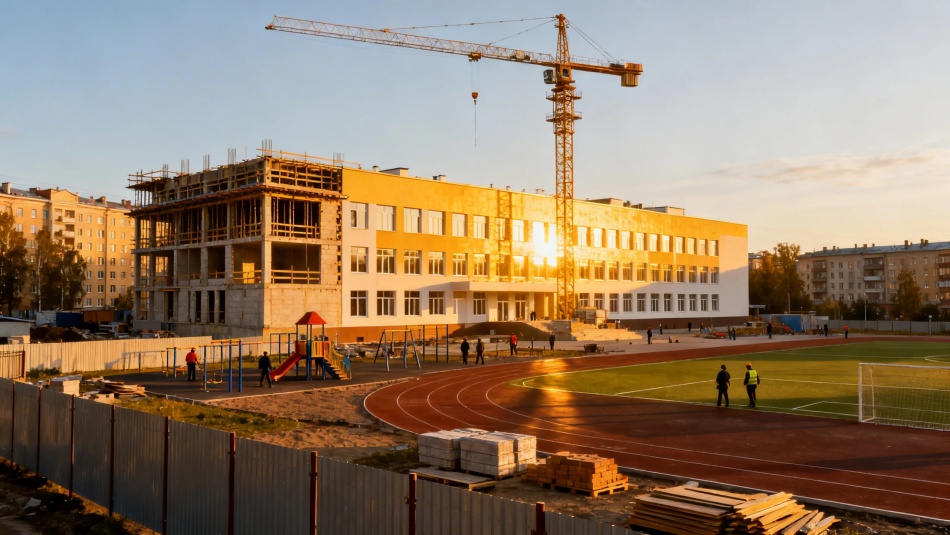 В Московском районе строят школу с бассейном и спортивным кластером