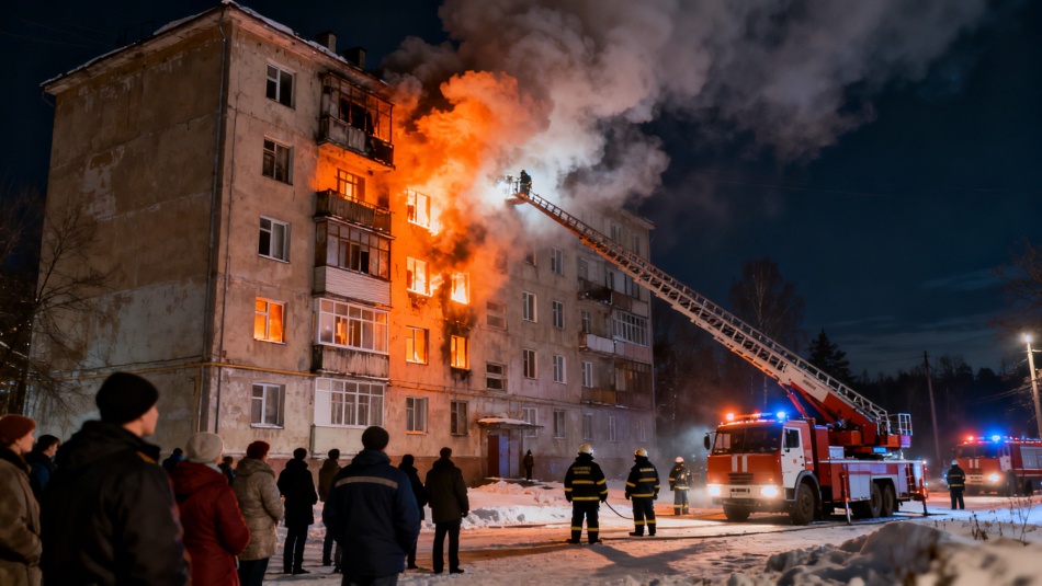 Пожарные спасли троих из горящей квартиры в Стеклянном поселке