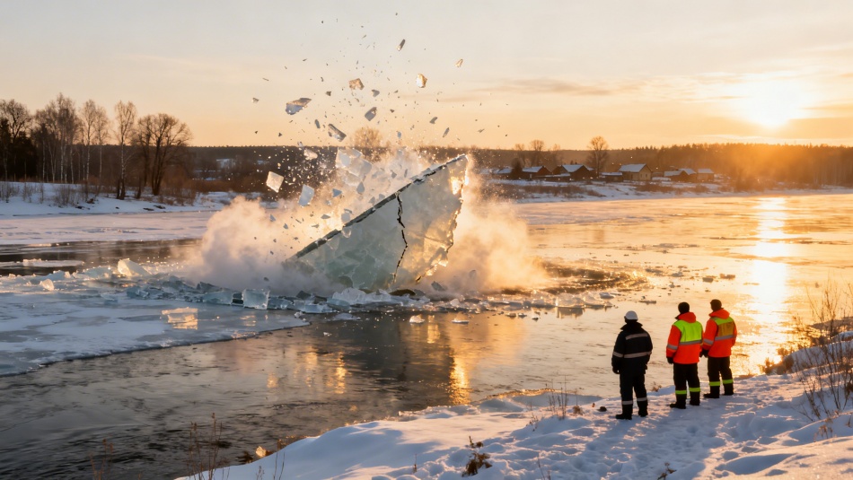В Ленобласти начнут взрывать лед на реках для предотвращения паводков