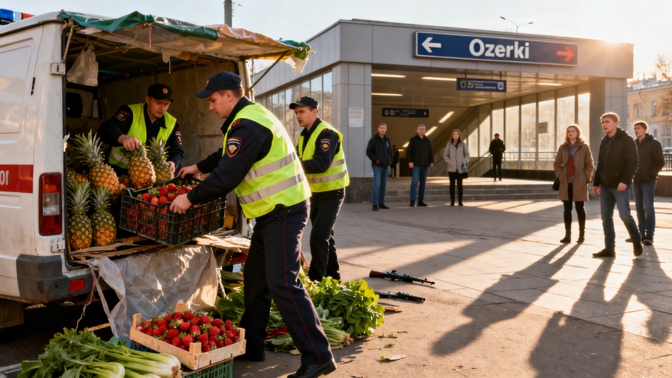 В Петербурге ликвидировали стихийную точку с фруктами у метро Озерки