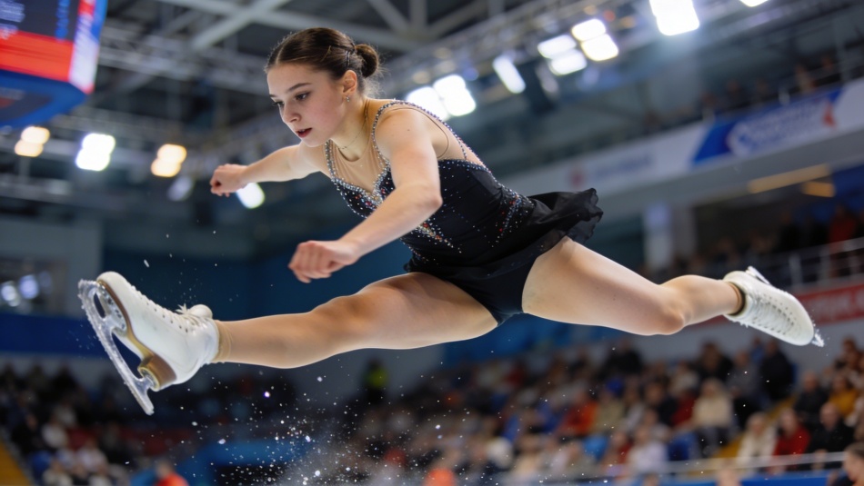 Камила Валиева готовит четверной прыжок на Кубке Первого канала