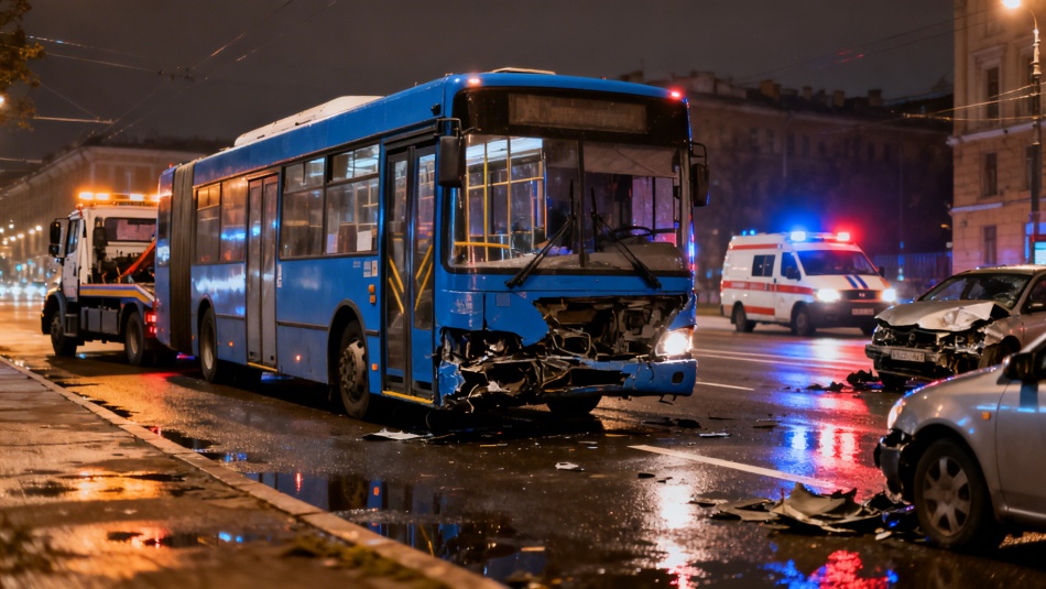 Водитель автобуса потерял сознание и устроил массовое ДТП в Петербурге